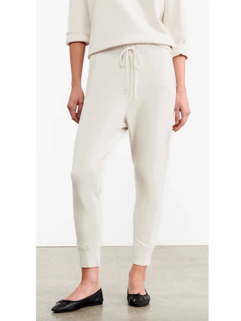 NILI LOTAN Nolan Knit Pants Drawstring Joggers Chalk Ivory XS